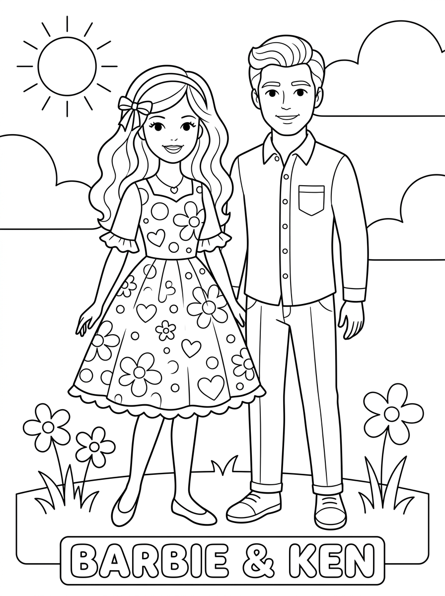 Barbie e Ken da colorare per bambini