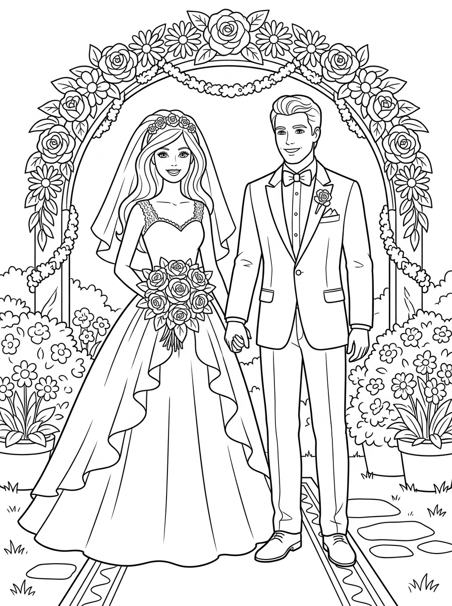 foto di Barbie e Ken da colorare
