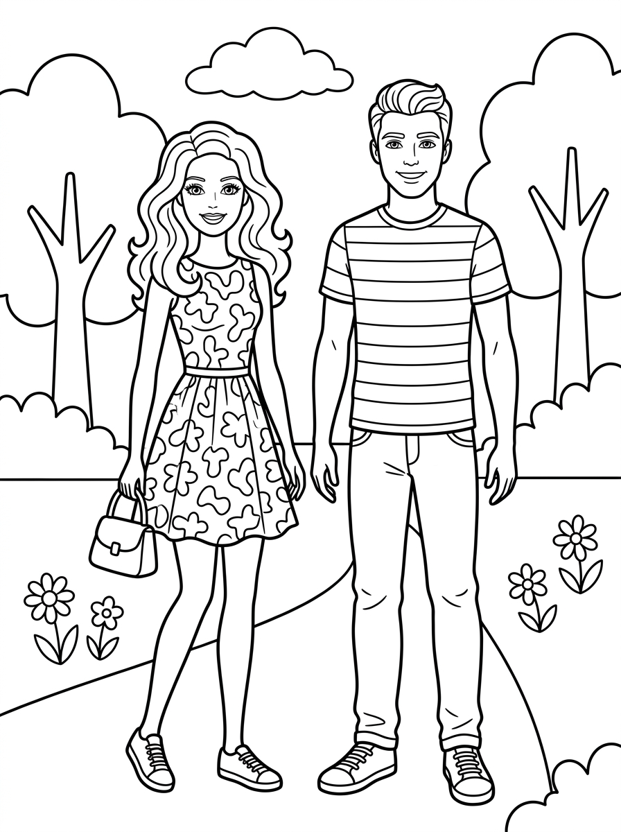 disegno Barbie e Ken da colorare