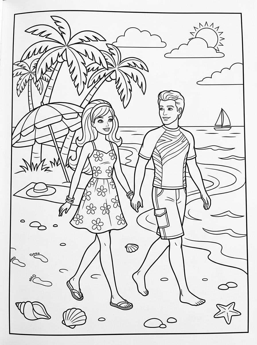 disegni Barbie e Ken da colorare per bambini