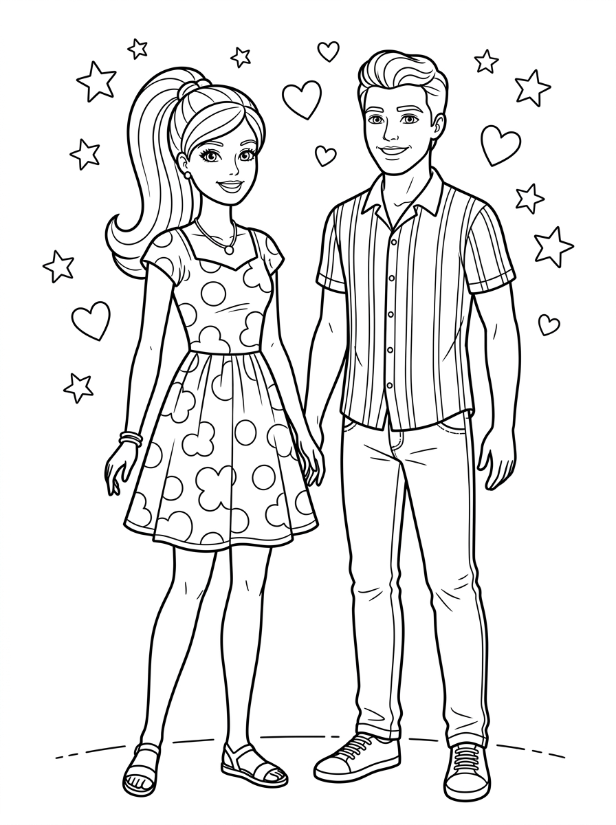 immagini da colorare di Barbie e Ken
