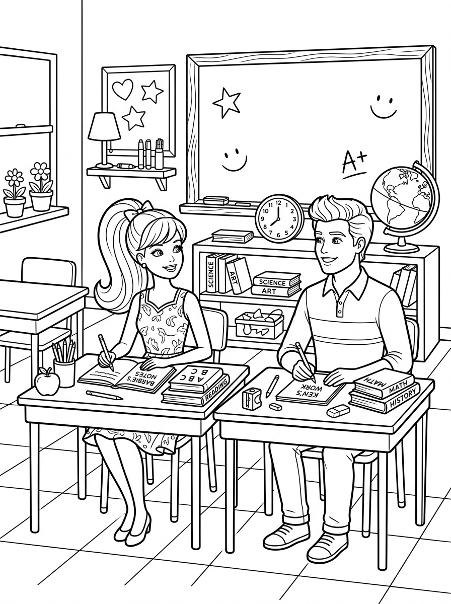 disegni da colorare Barbie e Ken da stampare