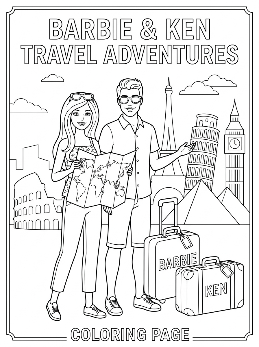 disegni da colorare Barbie e Ken per bambini