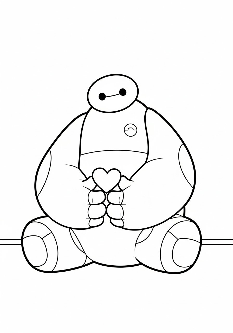 Baymax disegno da colorare facile 1