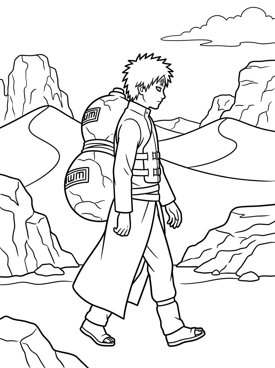 disegni da colorare gratis per bambini di Gaara