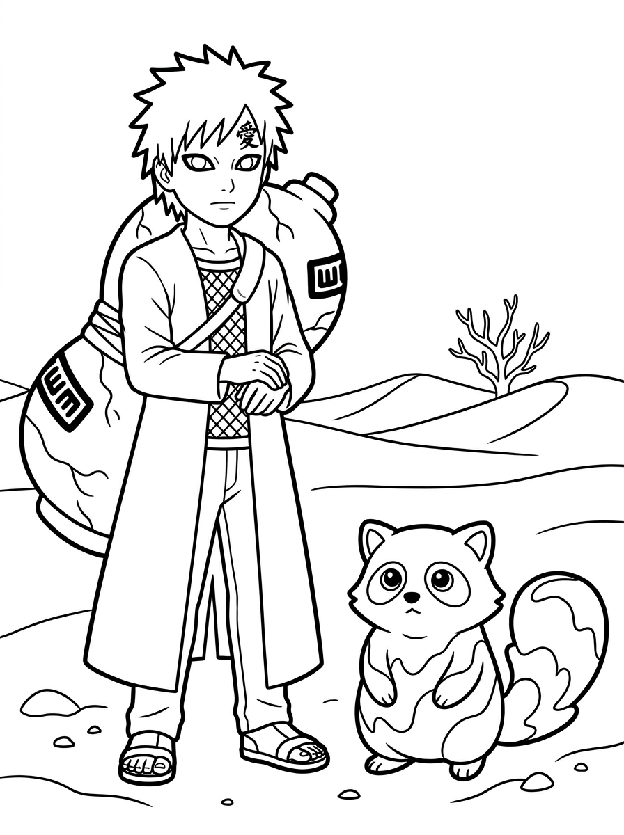disegni da colorare Gaara per bambini