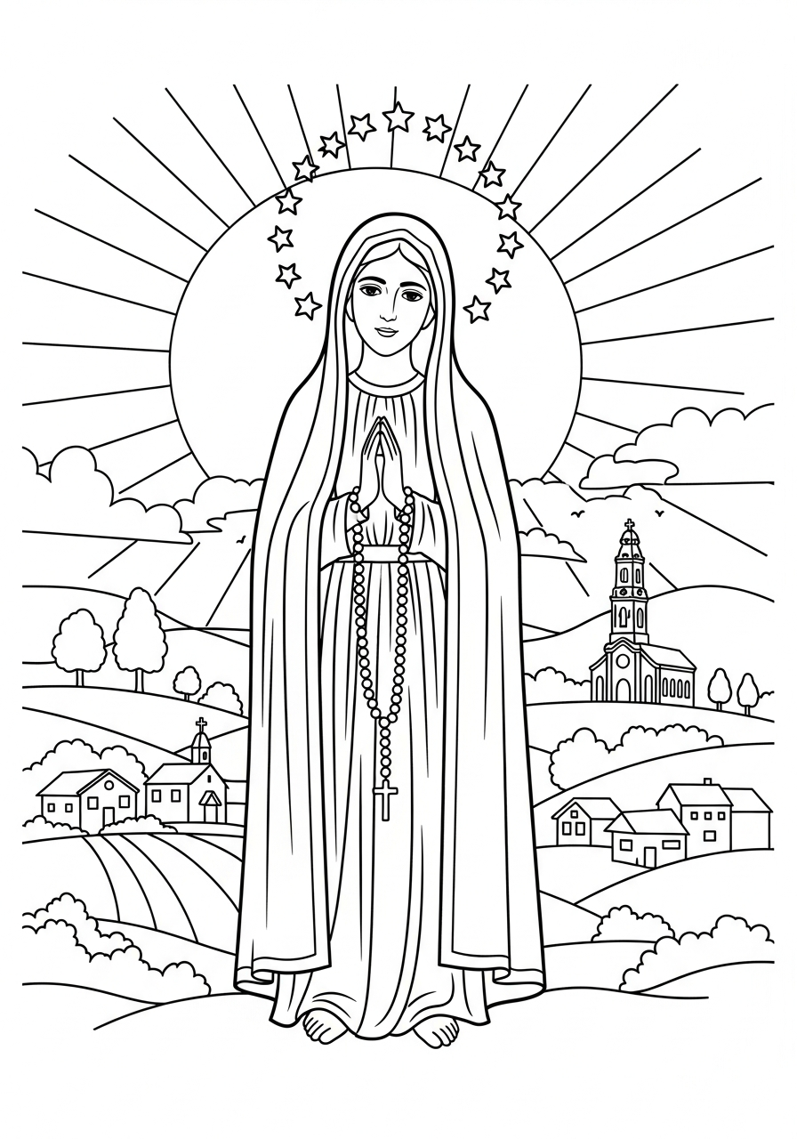 disegni di Madonna di Fátima da colorare da stampare