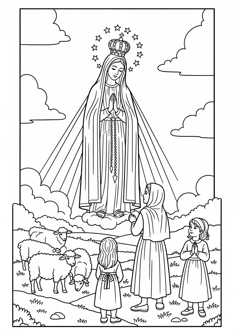 disegno Madonna di Fátima da colorare