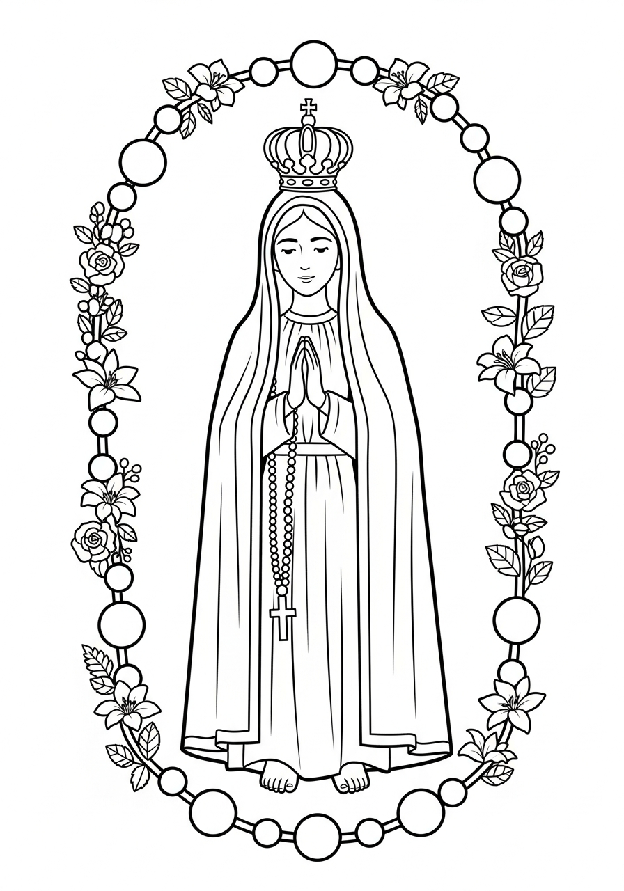 Madonna di Fátima da colorare facile 1
