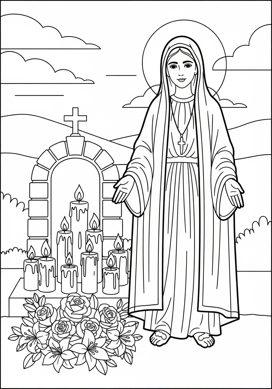immagini da stampare e colorare di Madonna di Fátima