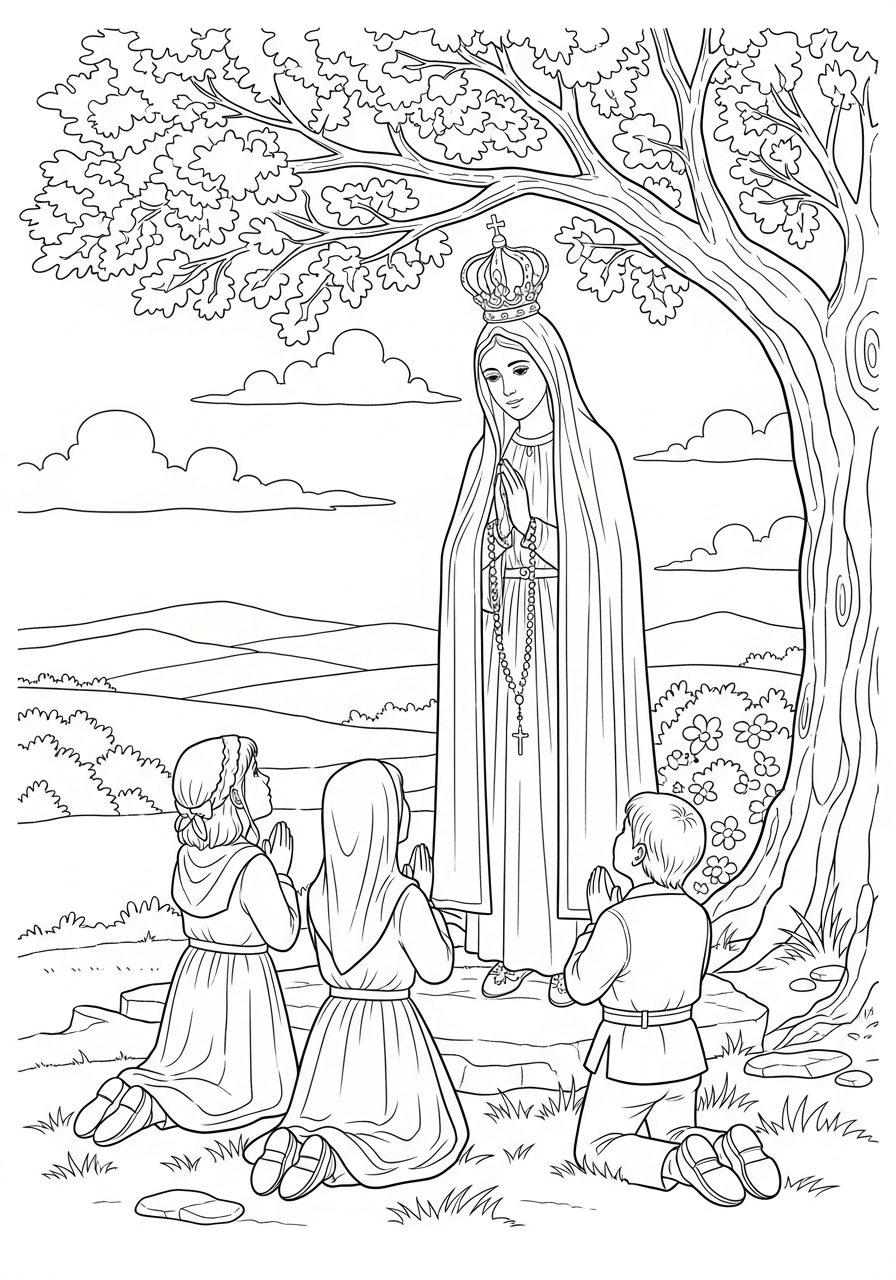 Madonna di Fátima da stampare e colorare gratis