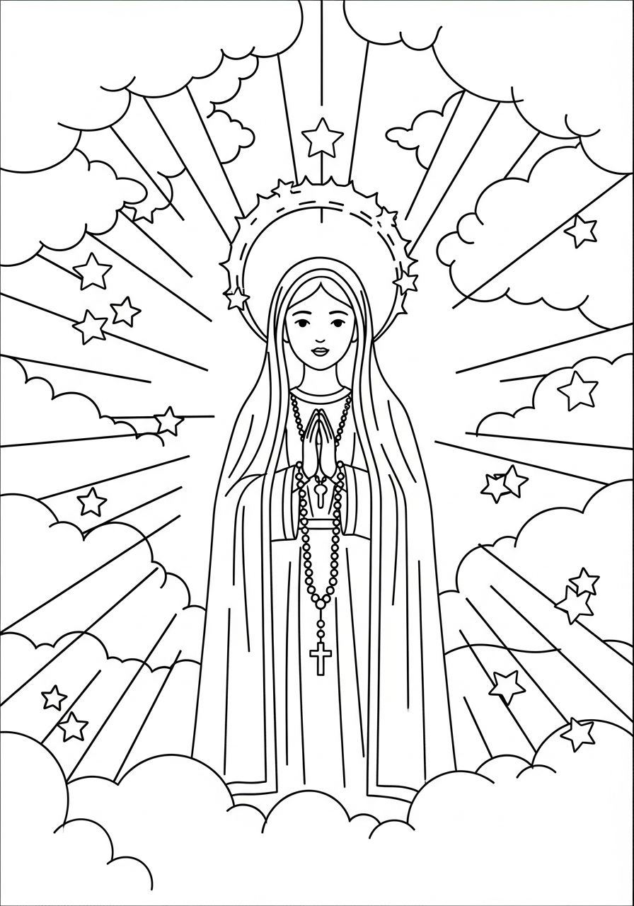 Madonna di Fátima disegno da colorare facile 1