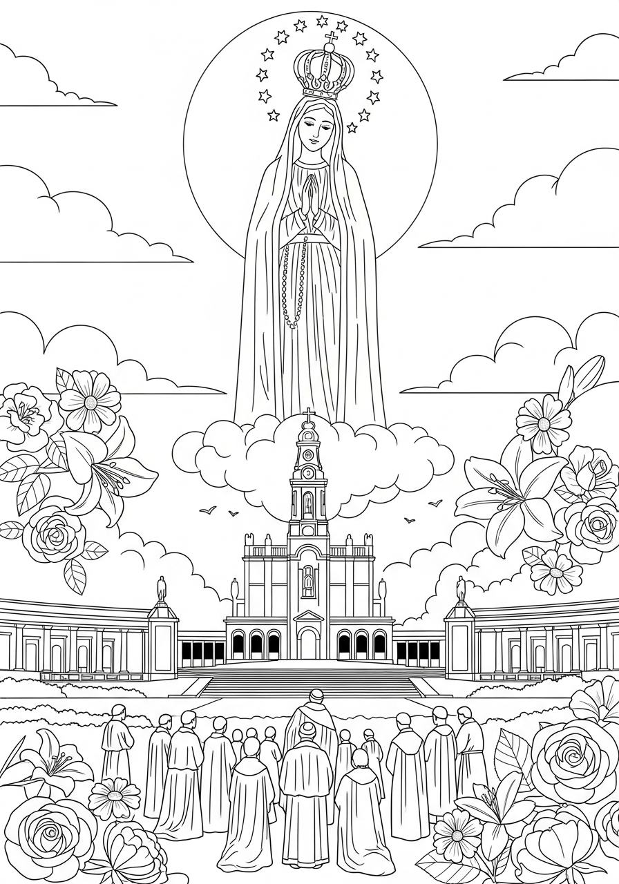 Madonna di Fátima disegno da colorare facile