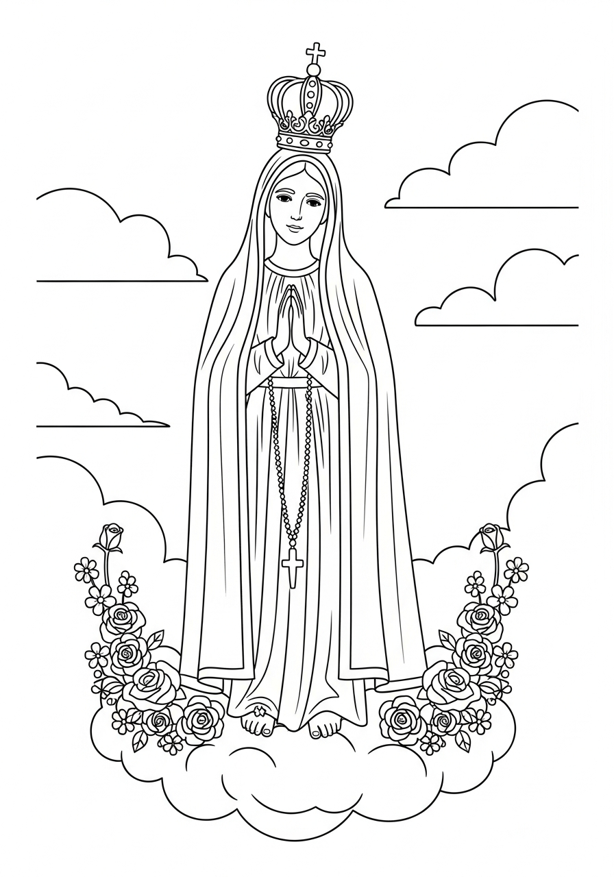 disegni da colorare Madonna di Fátima per bambini 1