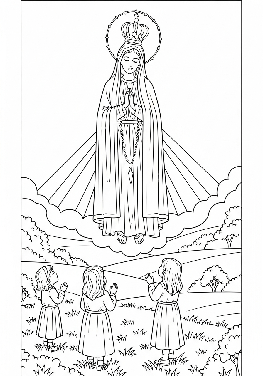 Madonna di Fátima da colorare a4