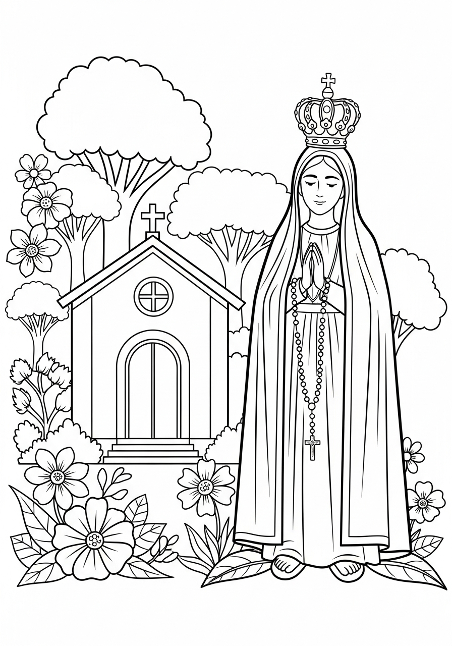 disegni da colorare Madonna di Fátima per bambini