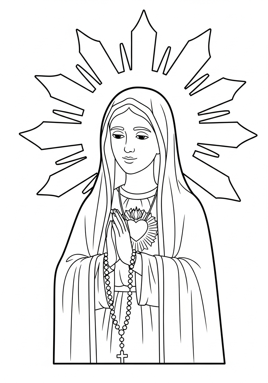 Madonna di Fátima da colorare facile 2