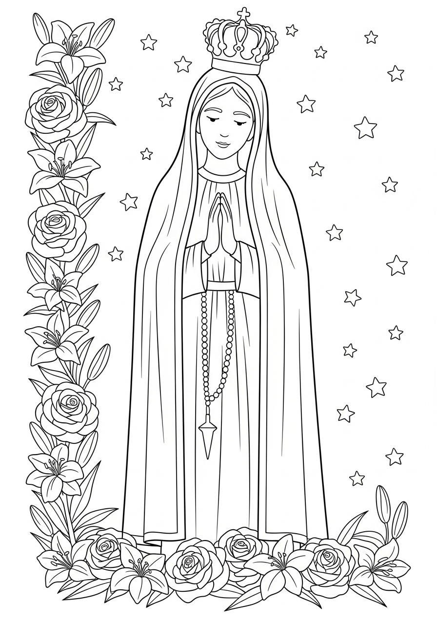 Madonna di Fátima disegno da colorare facile 2