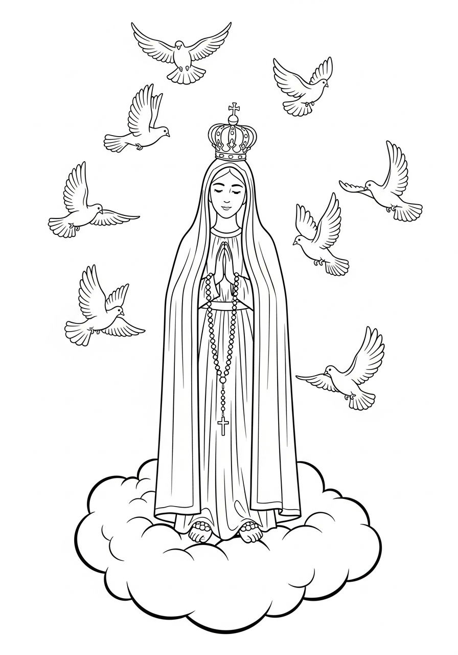 Madonna di Fátima disegno facile da colorare