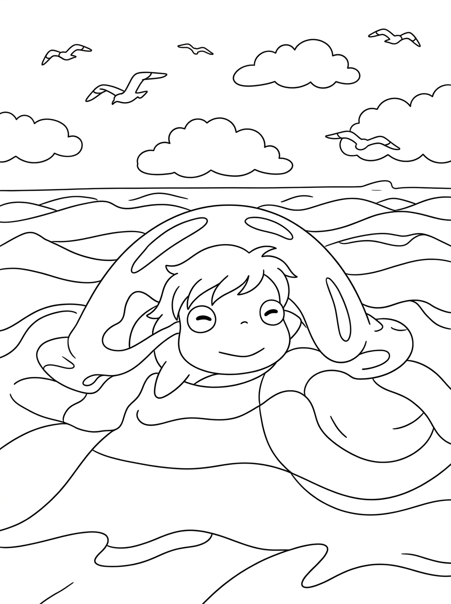 Ponyo da colorare pdf