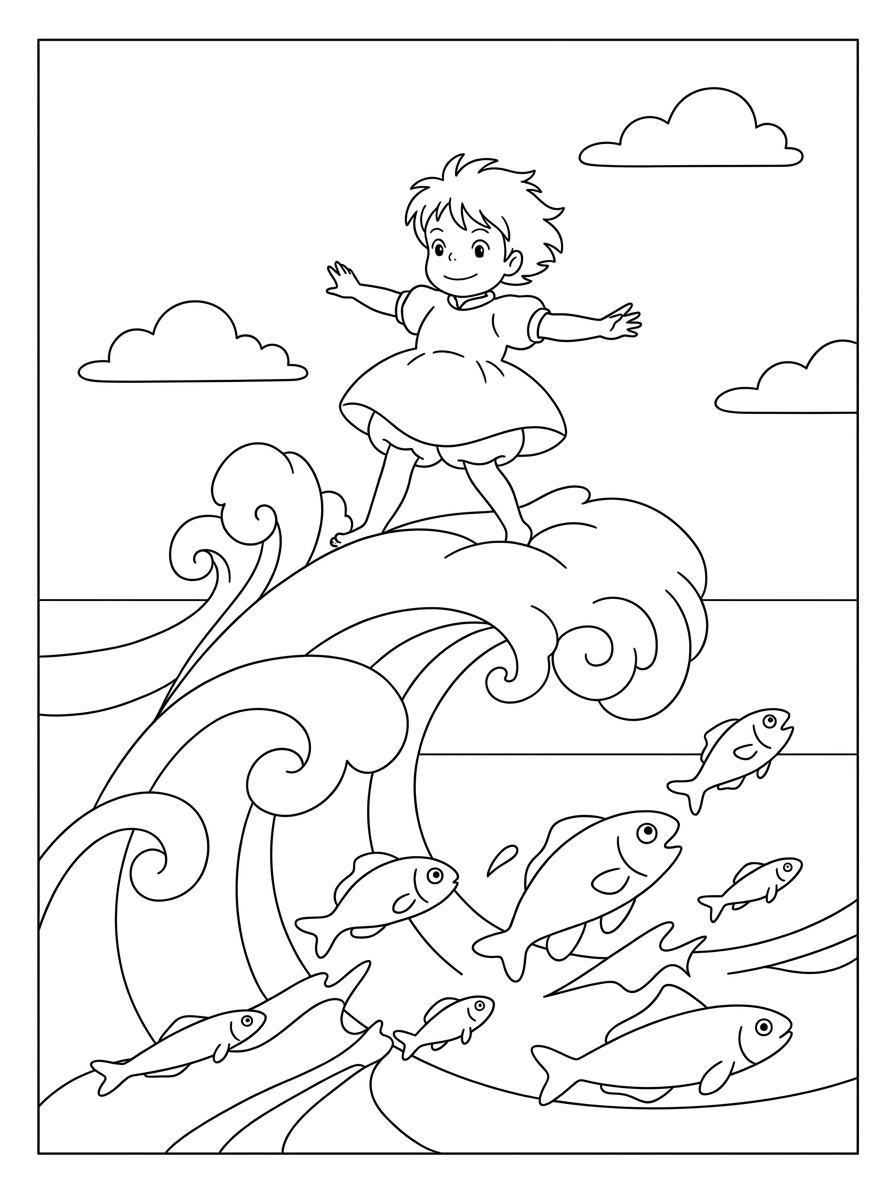 immagine da colorare Ponyo
