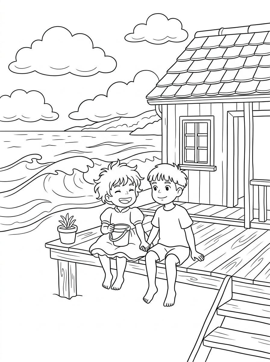 immagini di Ponyo da colorare per bambini