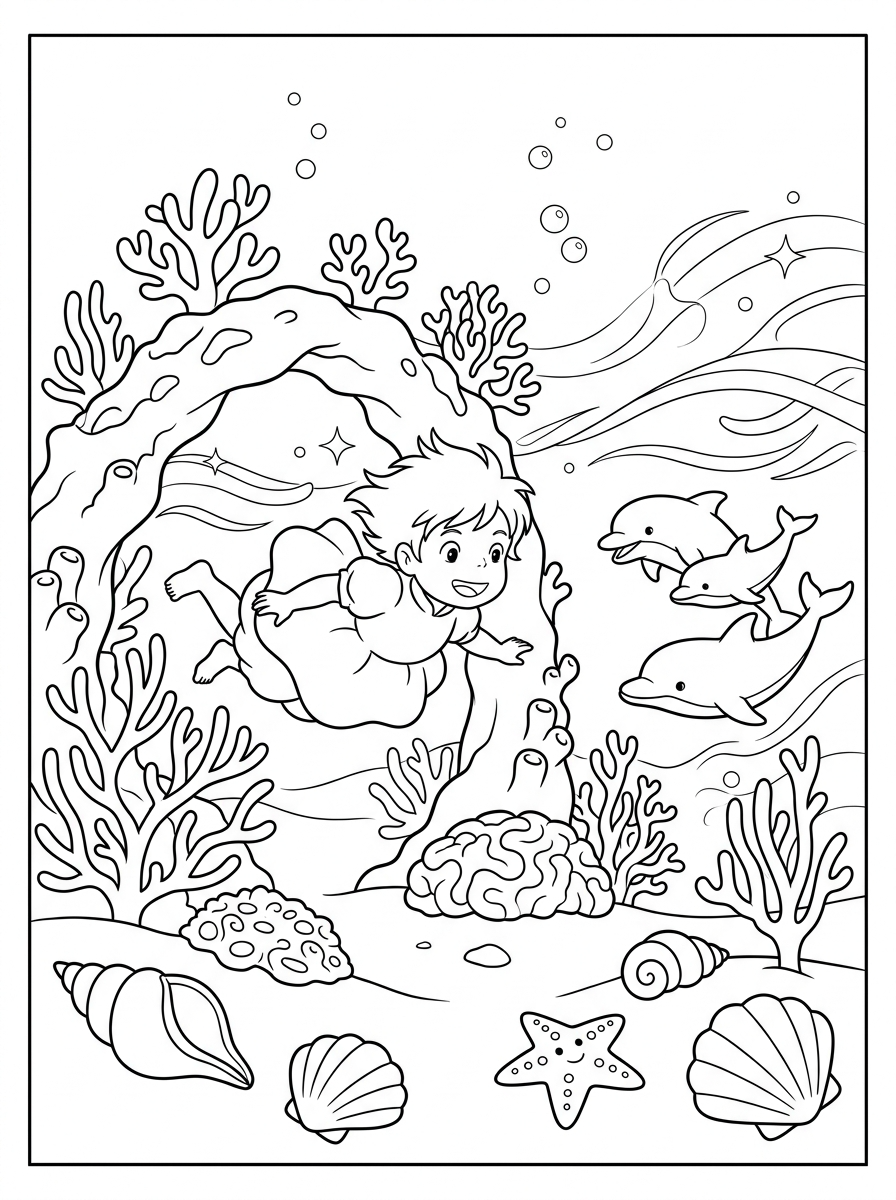 da colorare Ponyo disegno facile bambini