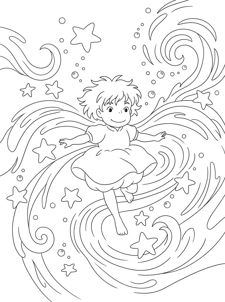disegni di Ponyo da colorare e stampare gratis