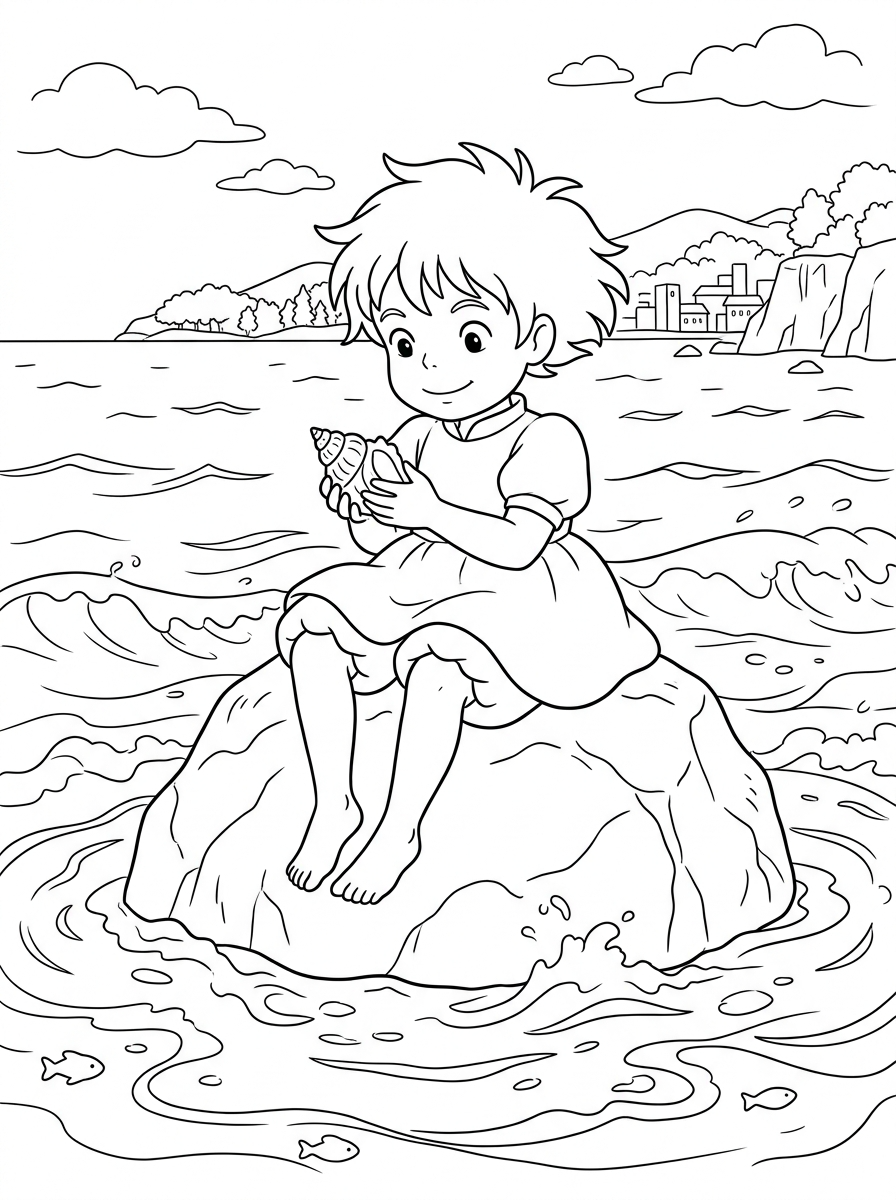 Ponyo disegni da colorare per bambini maschi