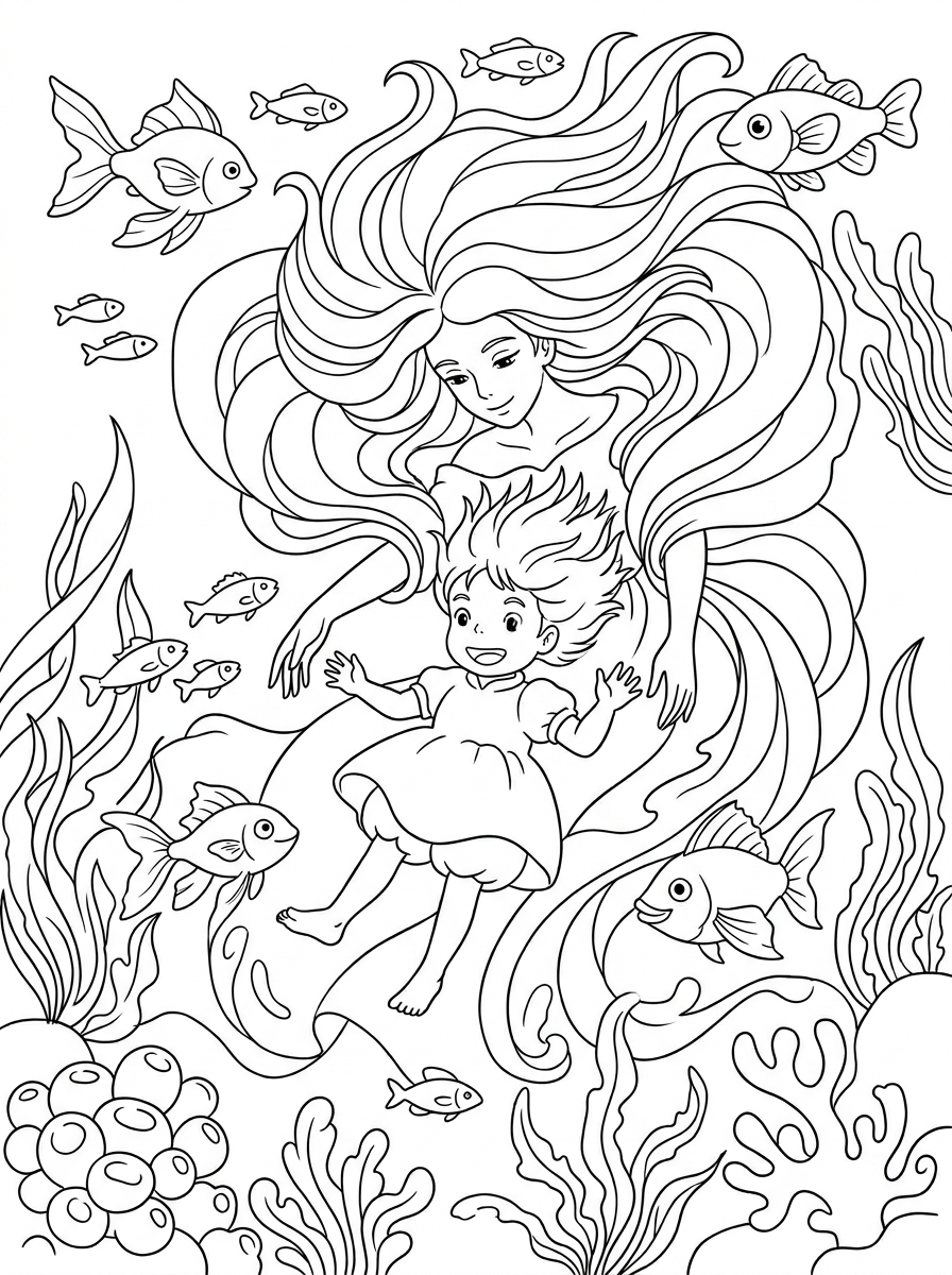Ponyo disegno da colorare