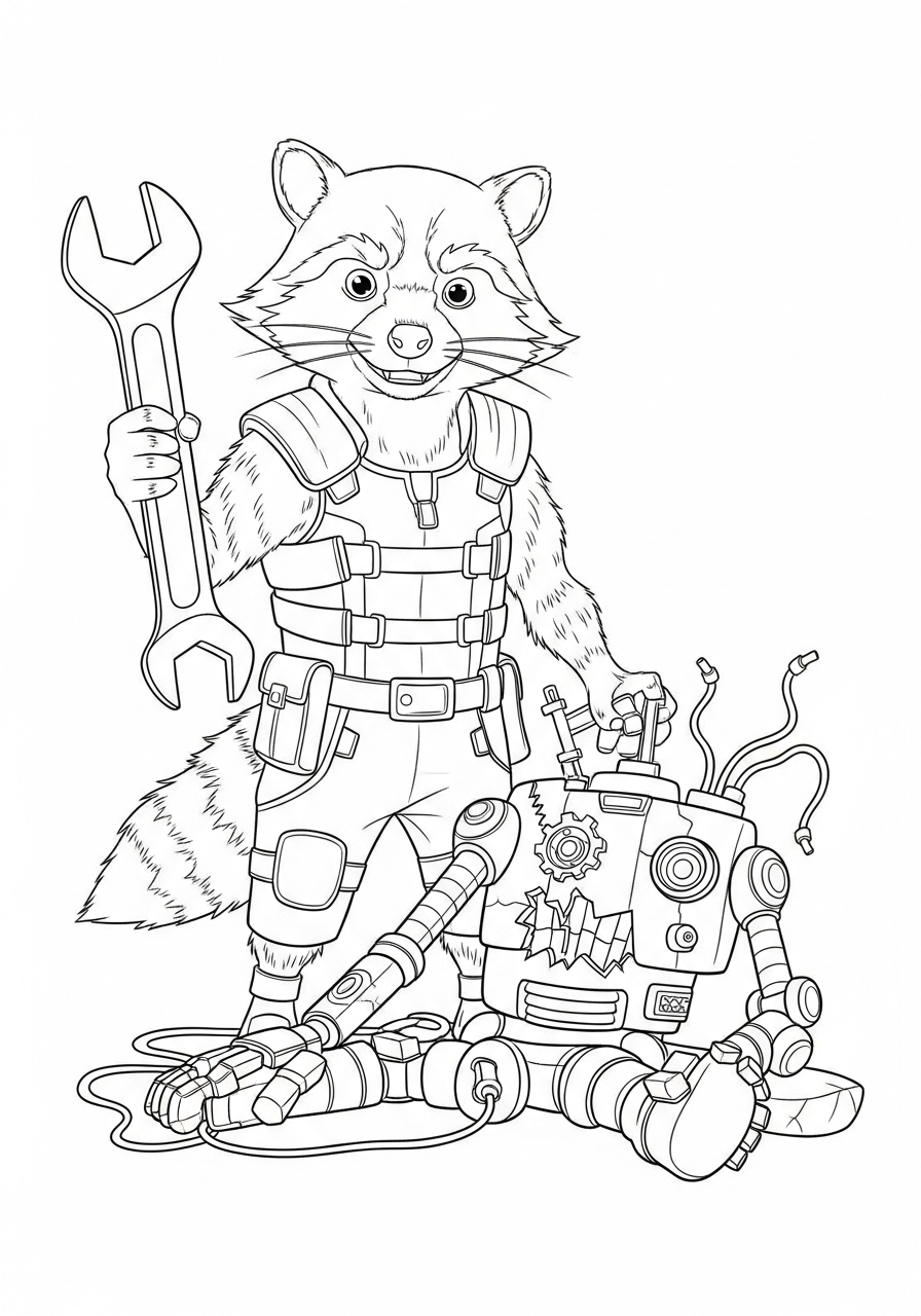Rocket Raccoon 13 immagine da colorare Rocket Raccoon