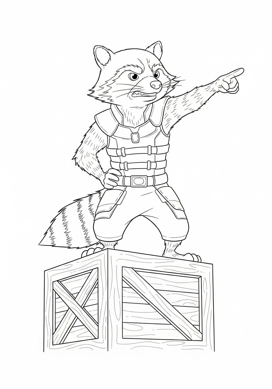 Rocket Raccoon 11 da colorare Rocket Raccoon disegno facile bambini