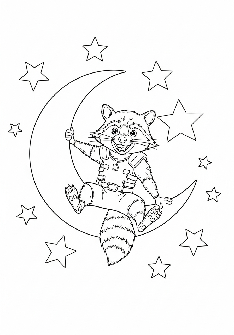 Rocket Raccoon 6 disegni Rocket Raccoon facili da colorare