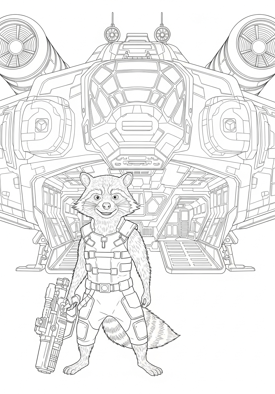 Rocket Raccoon 5 Rocket Raccoon da colorare per bambini