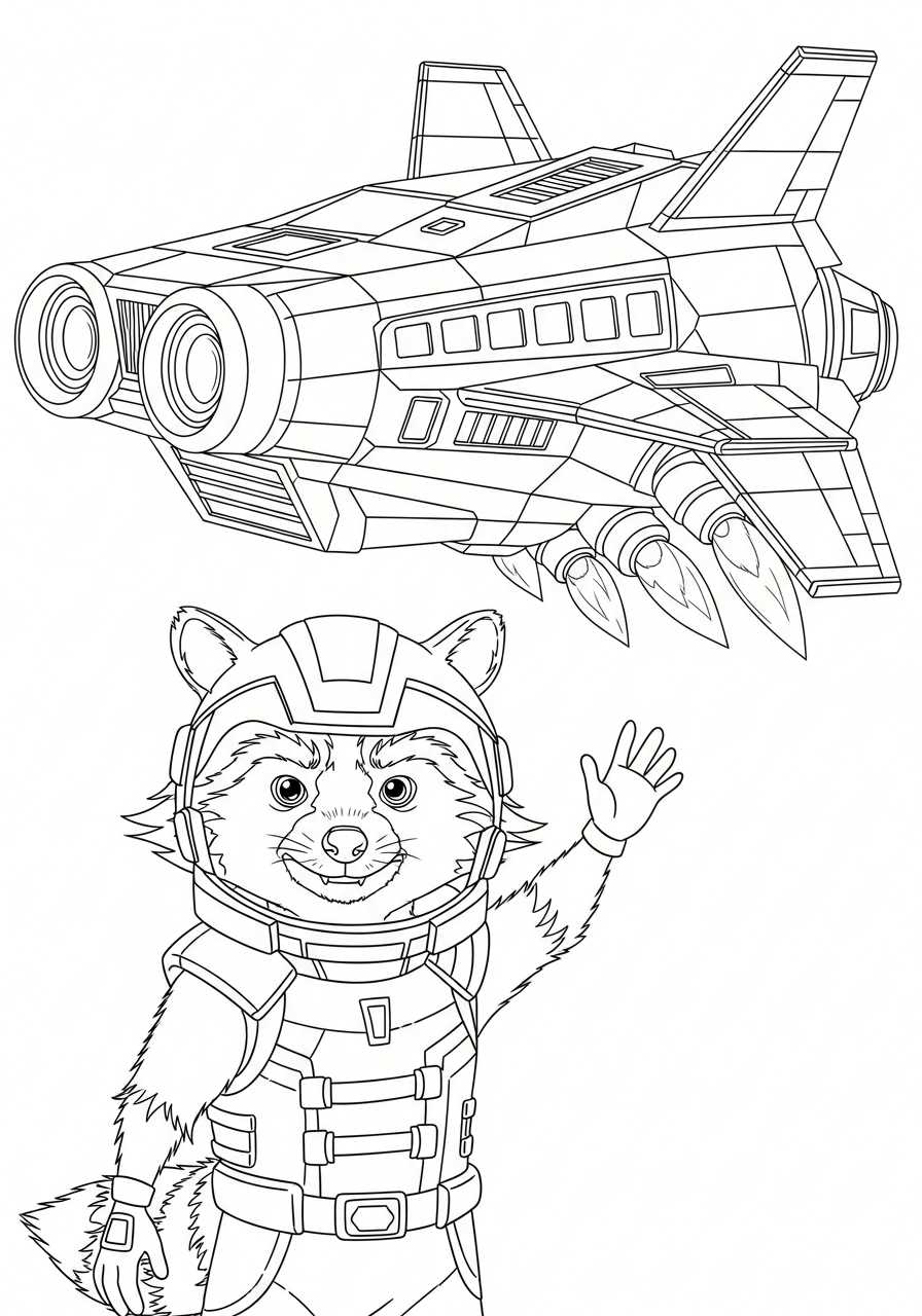 Rocket Raccoon 21 disegni facili di Rocket Raccoon da colorare 1