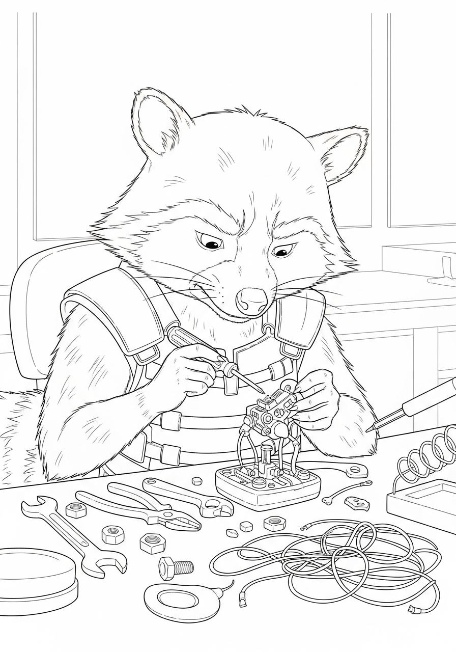 Rocket Raccoon 18 disegni di Rocket Raccoon da colorare per bambini