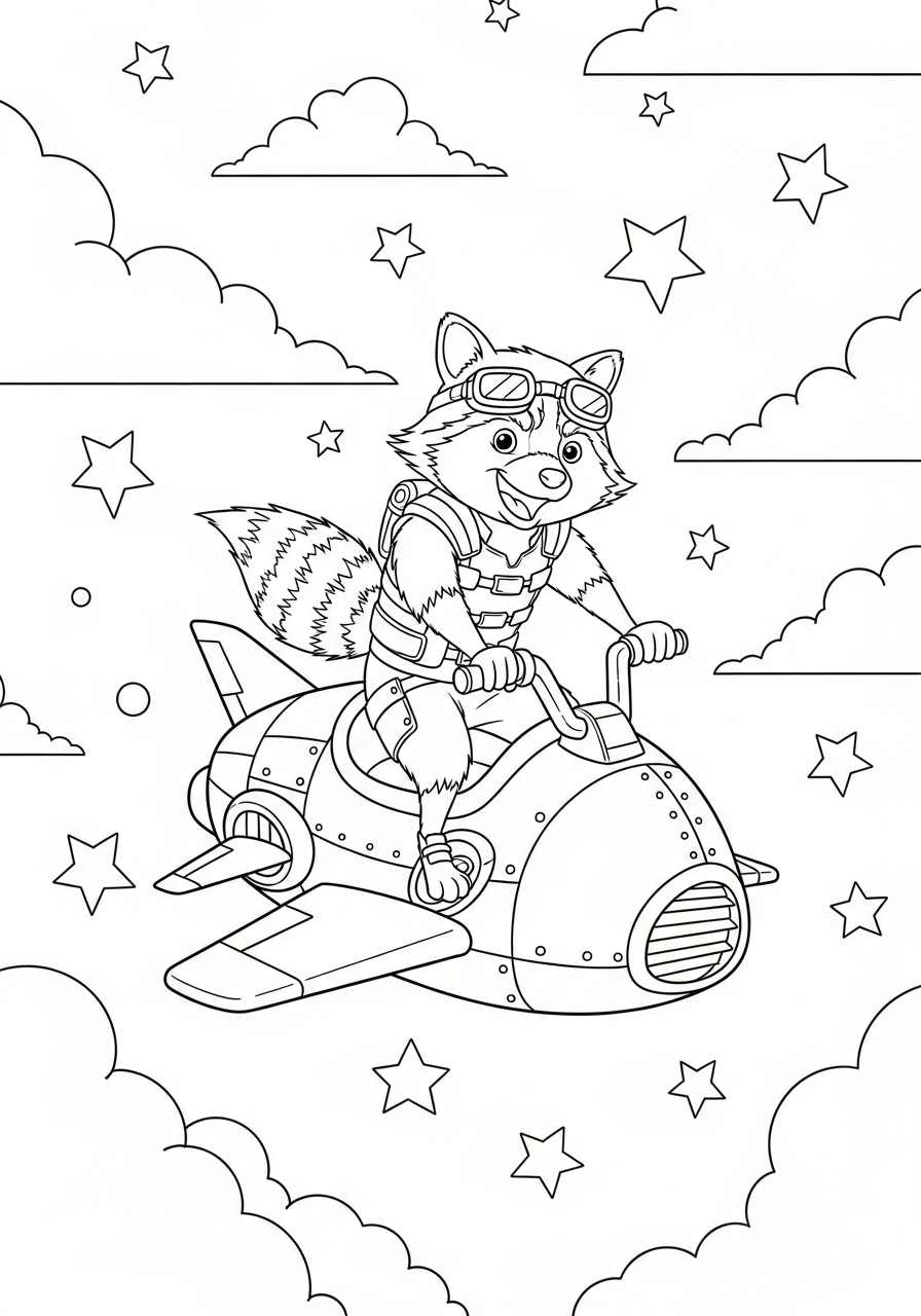 Rocket Raccoon 17 disegni facili di Rocket Raccoon da colorare