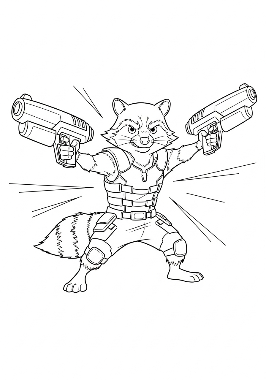 Rocket Raccoon 16 Rocket Raccoon da colorare facile 1