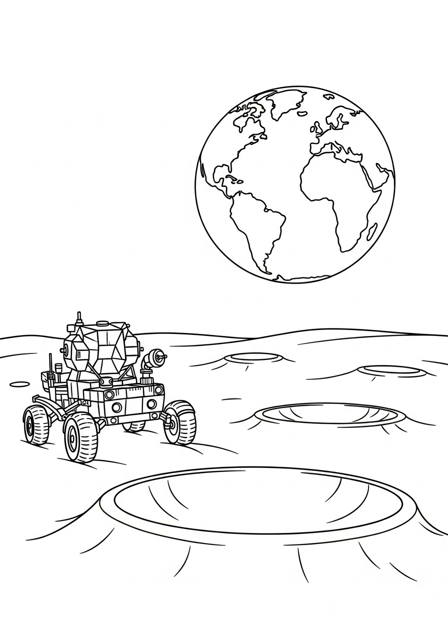 disegni facili di Rover Lunare da colorare