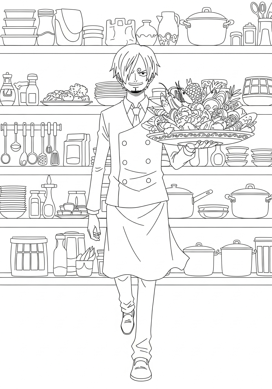 Sanji disegno da colorare facile 1