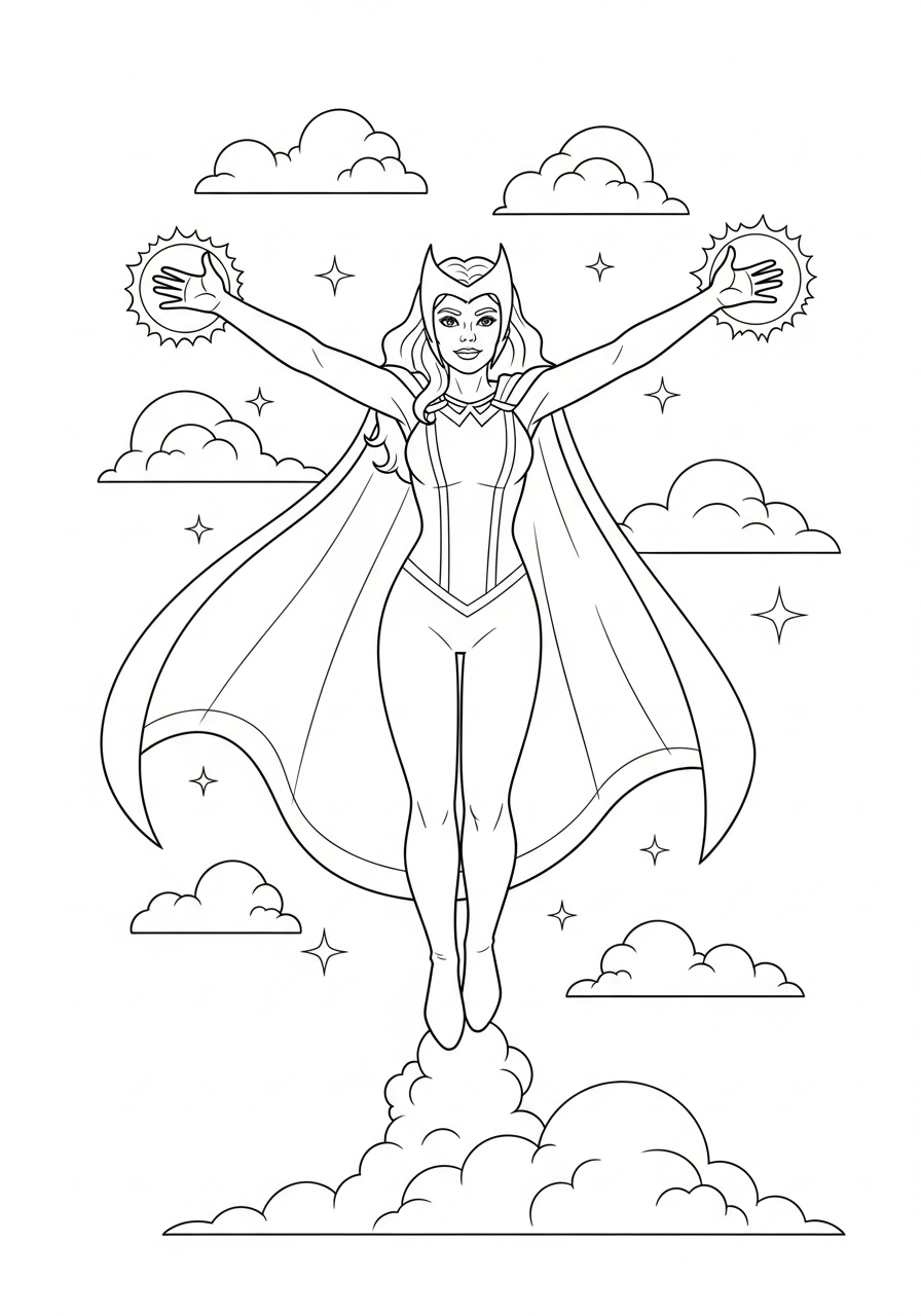 Scarlet Witch disegno facile da colorare