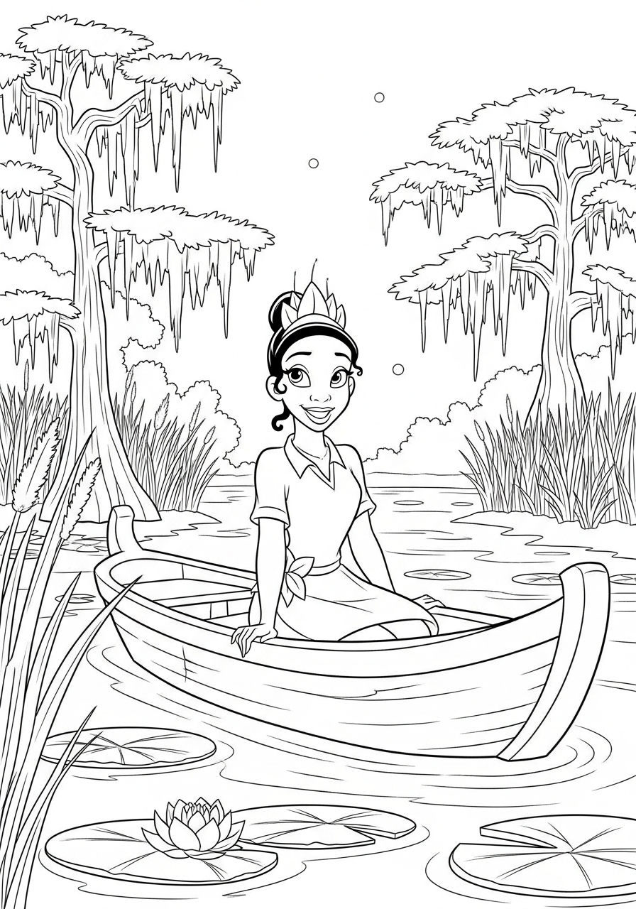 immagini di Tiana da colorare per bambini