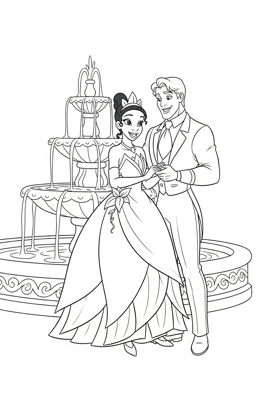 Tiana disegno facile da colorare