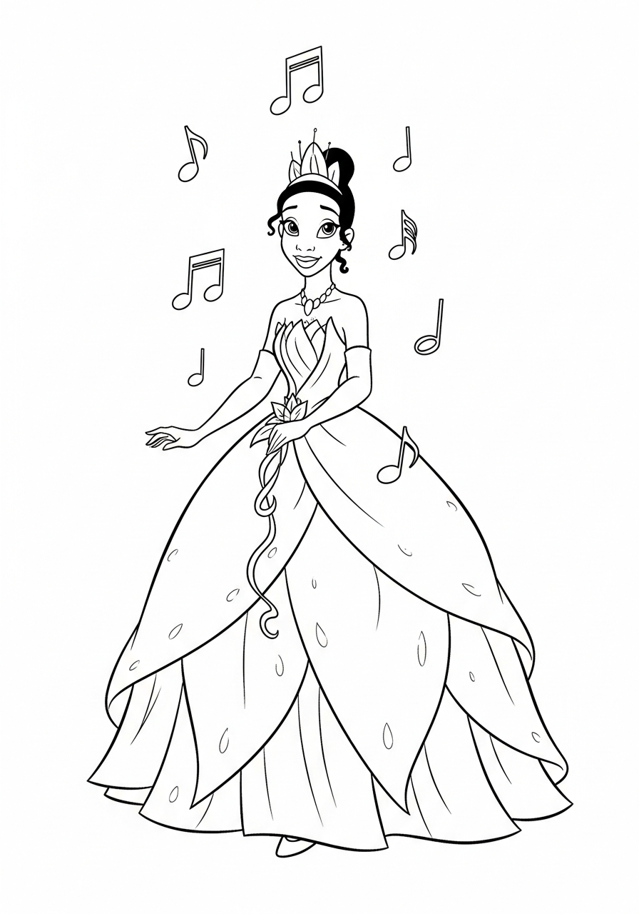 Tiana da colorare per bambini
