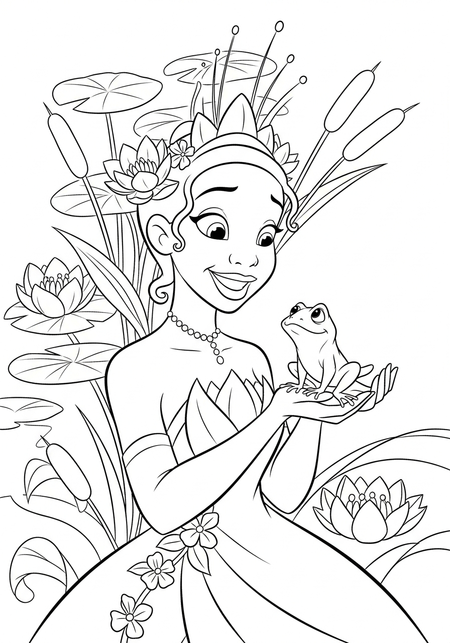 Tiana da colorare e stampare a4 1