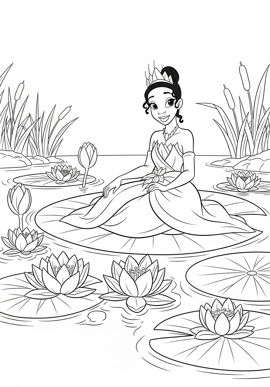 disegno Tiana da colorare per bambini