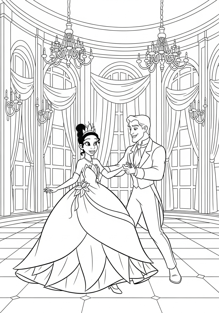 Tiana da colorare e stampare a4