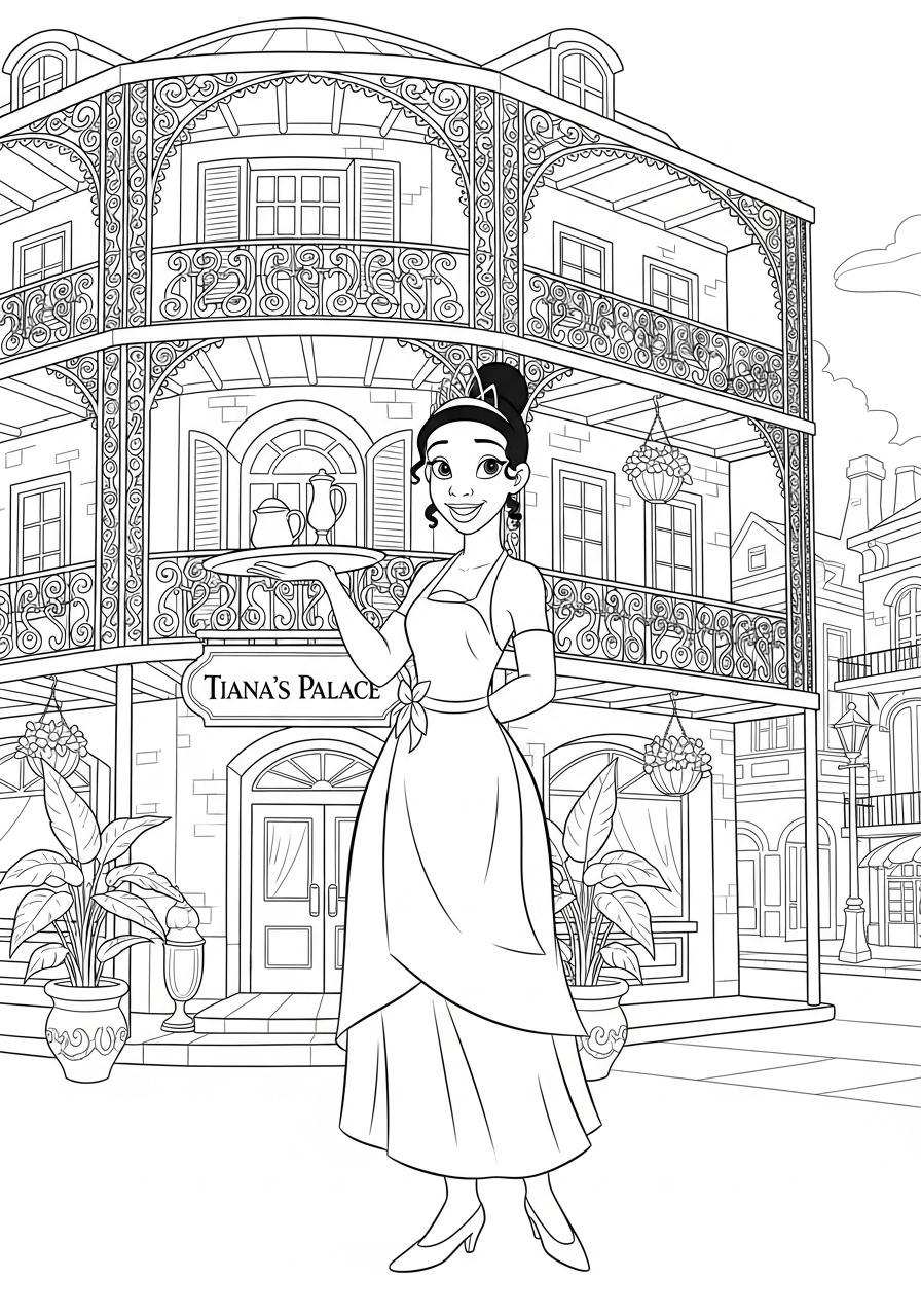 disegni di Tiana da colorare e stampare 1