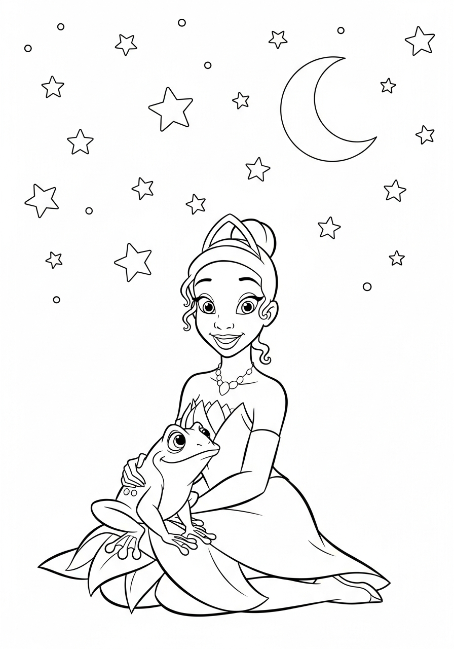 disegni da colorare Tiana per bambini