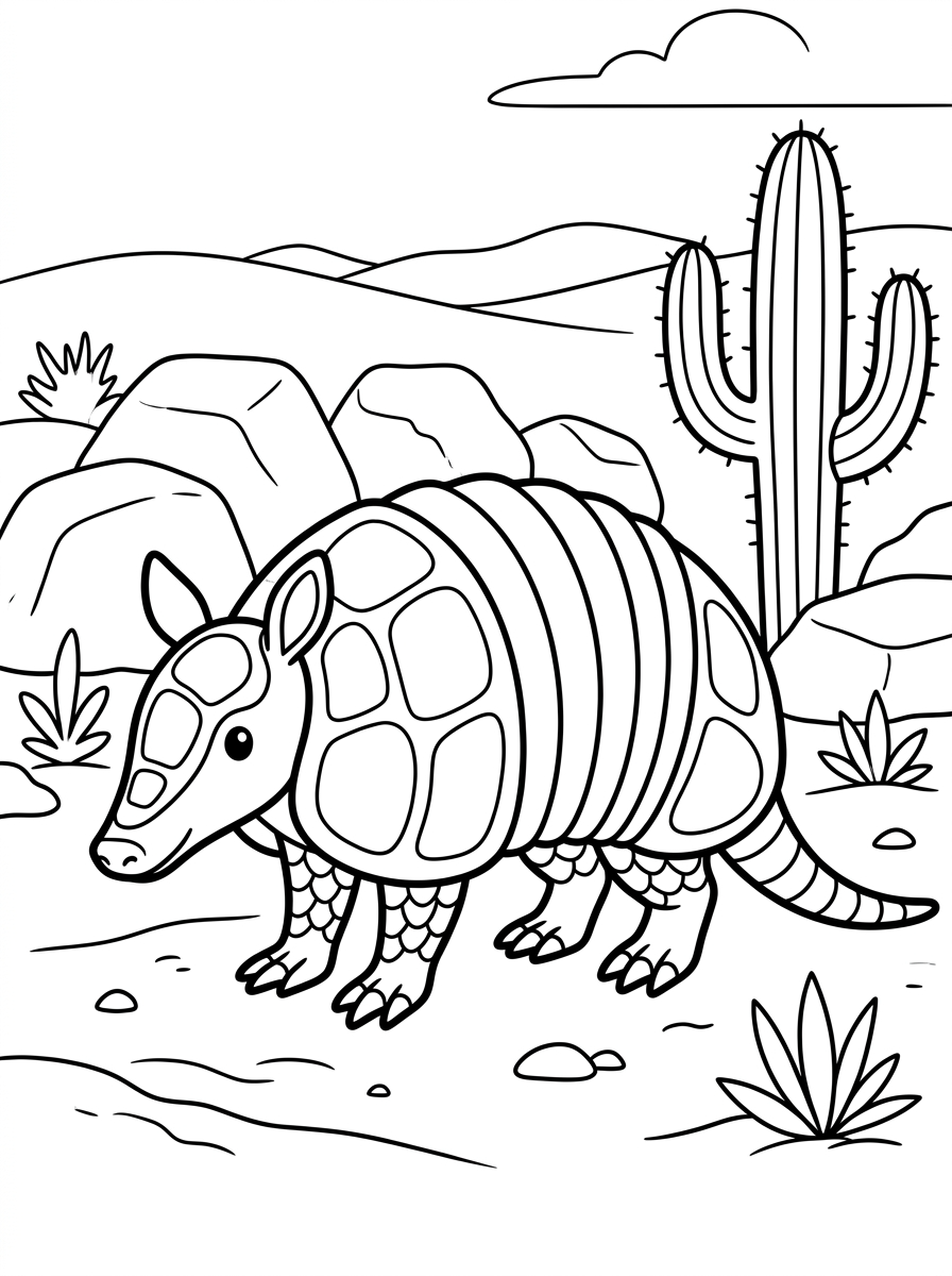 Armadillo 16 armadillo disegno da colorare facile 1